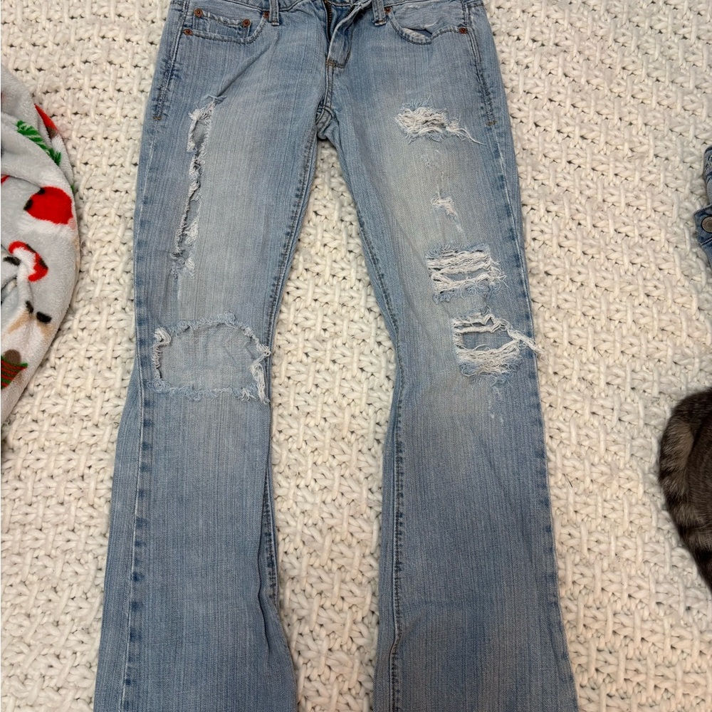 Stylish Light Blue Distressed Women's Jeans